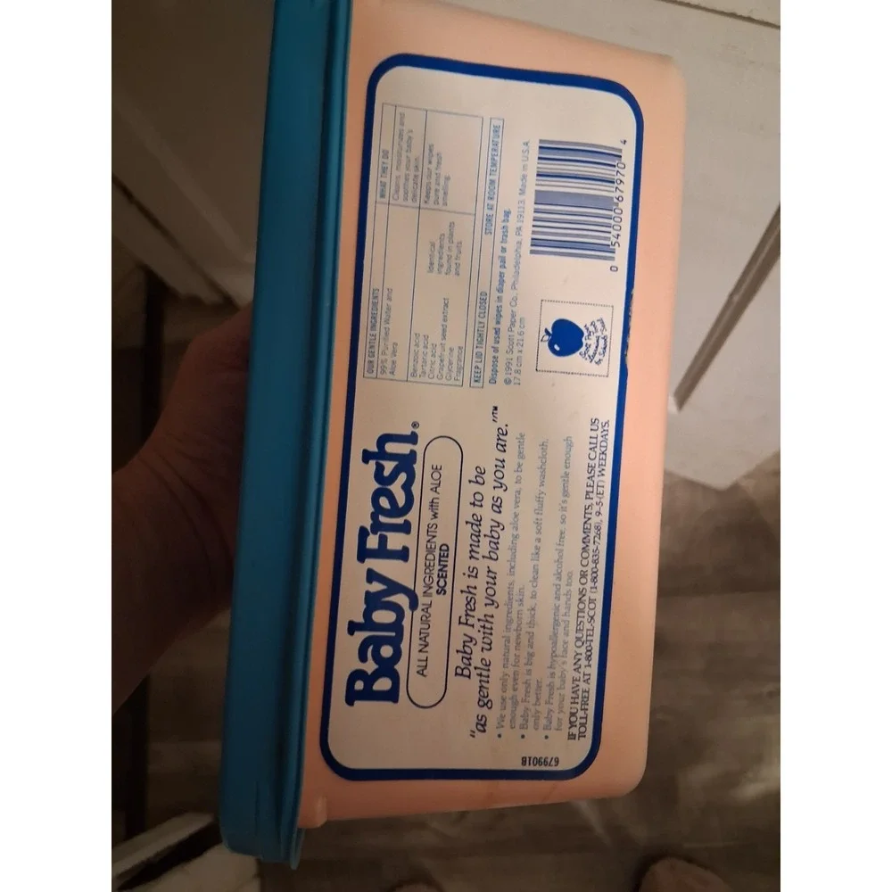 Vintage Baby Wipes Container Tub 90s Pink Blue Baby‎ Fresh Scott RARE HTF